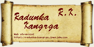 Radunka Kangrga vizit kartica